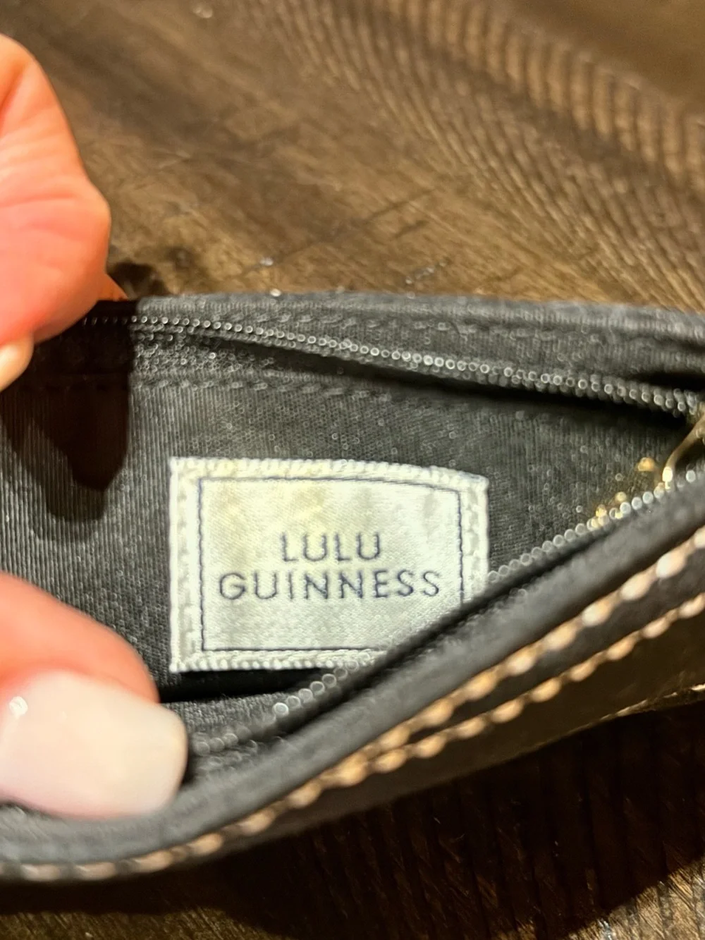 Rare, vintage Lulu Guinness Black Glove-Shaped Coin Purse wristlet